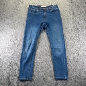 H&M &Denim Men's 32x28 Blue Cotton Denim Skinny Workwear Travel Faded Stretch